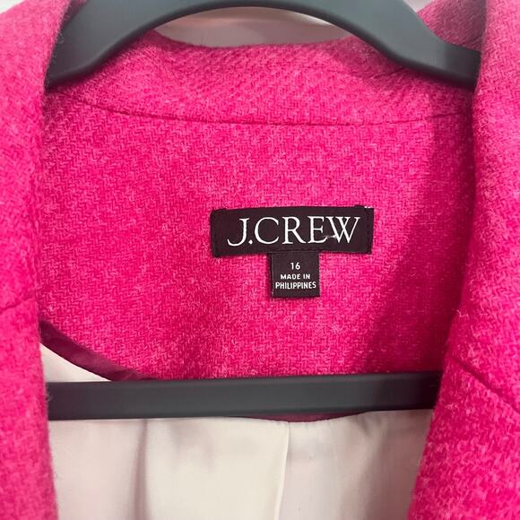 J.Crew Pink English Wool Shrunken-Fit Blazer Jacket Size 16 gold Buttons Classic - Picture 4 of 9
